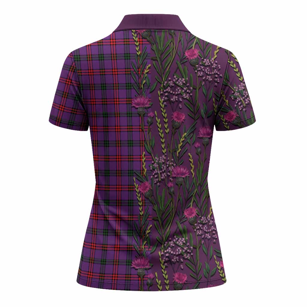 Montgomery Family Crest Tartan Women Polo Shirt Scottish Thistle Flower Pattern Half Style - Tartan Vibes Clothing
