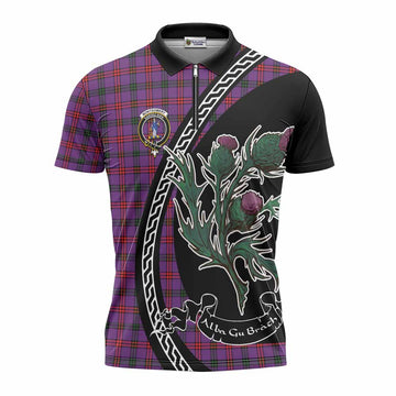 Montgomery Family Crest Tartan Zipper Polo Shirt Alba Thistle Inspired