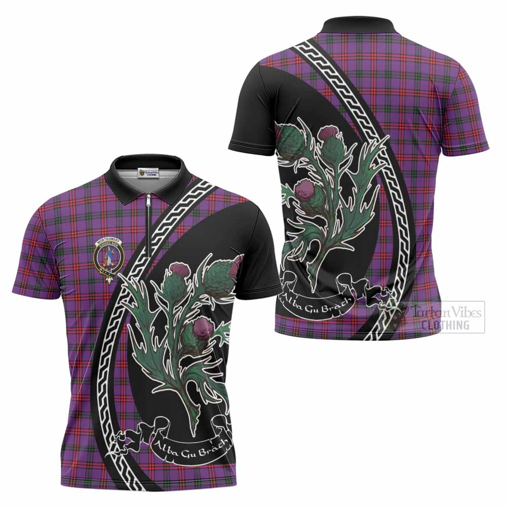 Montgomery Family Crest Tartan Zipper Polo Shirt Alba Thistle Inspired - Tartan Vibes Clothing