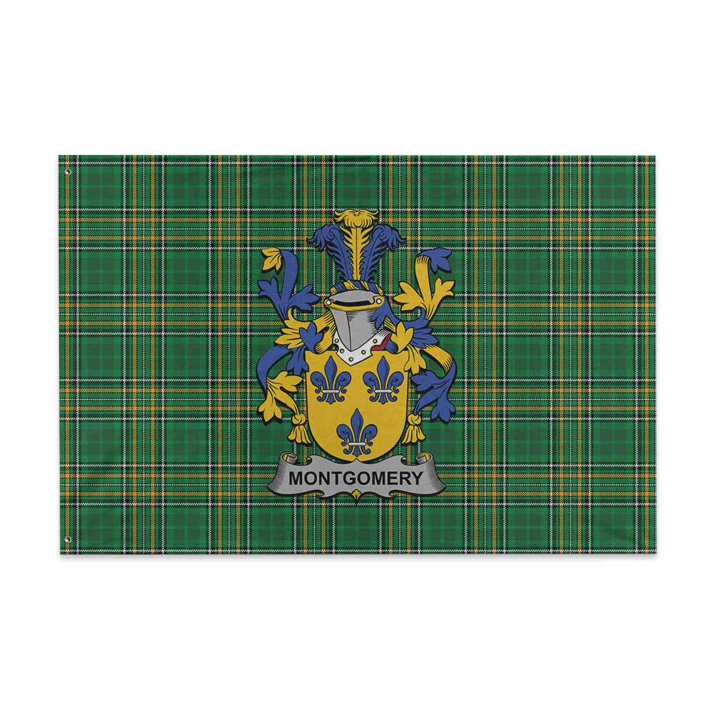 Tartan Vibes Clothing Montgomery Irish Clan Tartan House Flag with Coat of Arms