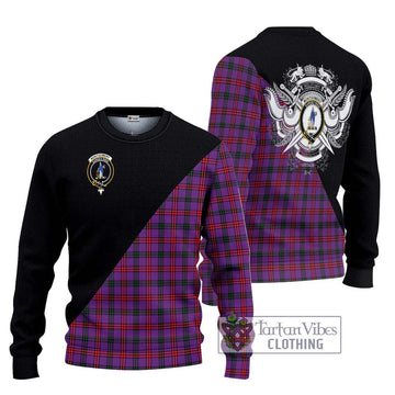 Montgomery Tartan Knitted Sweater with Family Crest and Military Logo Style Unisex - Tartanvibesclothing Shop