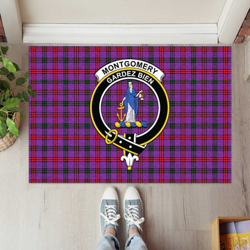 Montgomery Tartan Rubber Doormat with Family Crest