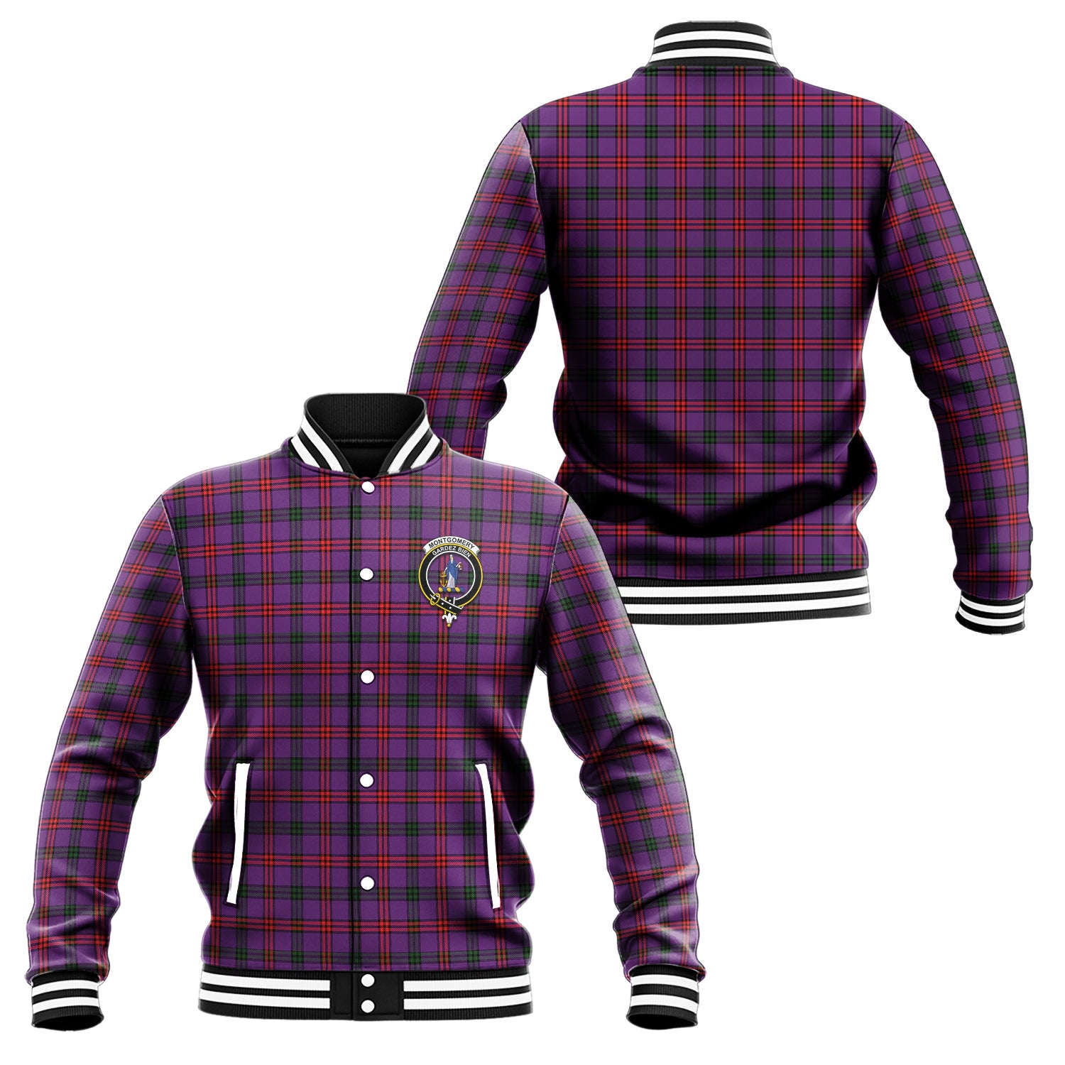 Montgomery Tartan Baseball Jacket with Family Crest Unisex - Tartan Vibes Clothing