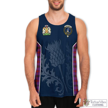 Tartan Vibes Clothing Montgomery Modern Tartan Men's Tanks Top with Family Crest and Scottish Thistle Vibes Sport Style