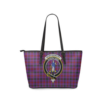 Montgomery Modern Tartan Leather Tote Bag with Family Crest