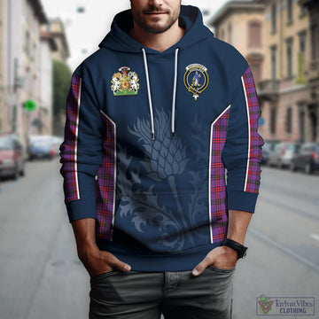 Montgomery Tartan Hoodie with Family Crest and Scottish Thistle Vibes Sport Style