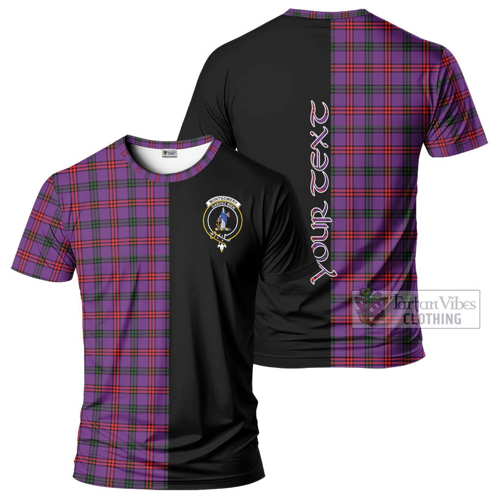 Montgomery Tartan T-Shirt with Family Crest and Half Of Me Style Kid's Shirt - Tartanvibesclothing Shop