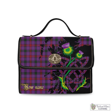 Montgomery Modern Tartan Waterproof Canvas Bag with Scotland Map and Thistle Celtic Accents