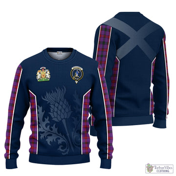 Montgomery Modern Tartan Knitted Sweatshirt with Family Crest and Scottish Thistle Vibes Sport Style