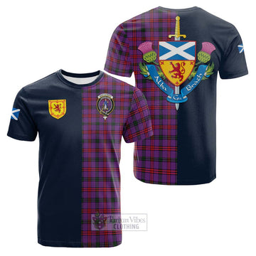 Montgomery Tartan Cotton T-shirt Alba with Scottish Lion Royal Arm Half Style