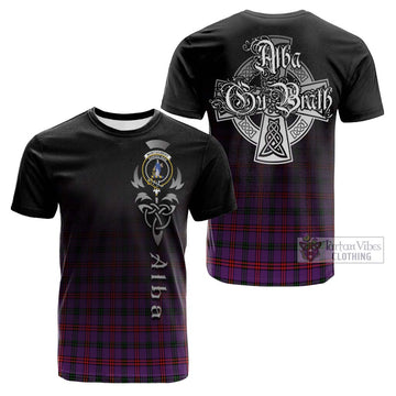 Montgomery Tartan Cotton T-shirt Featuring Alba Gu Brath Family Crest Celtic Inspired