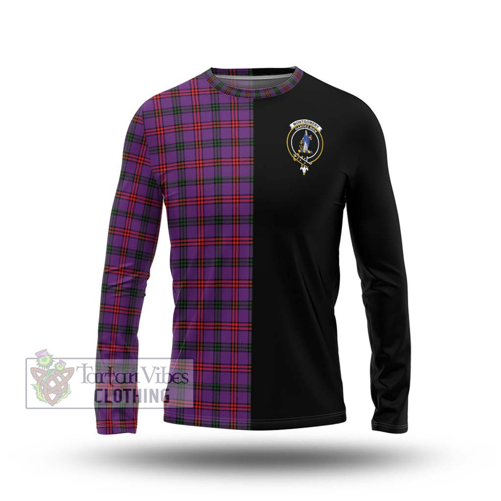 Montgomery Tartan Long Sleeve T-Shirt with Family Crest and Half Of Me Style Unisex - Tartanvibesclothing Shop
