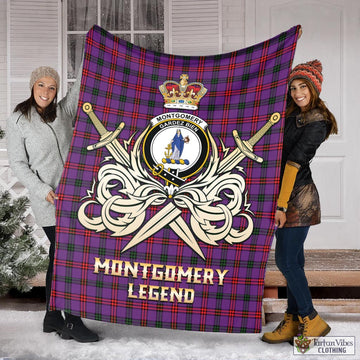 Montgomery Modern Tartan Blanket with Clan Crest and the Golden Sword of Courageous Legacy