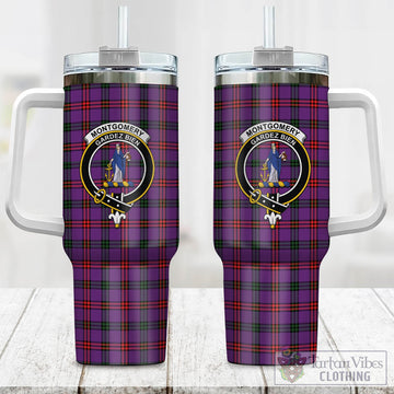 Montgomery Modern Tartan and Family Crest Tumbler with Handle