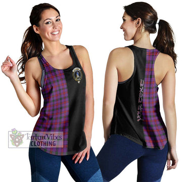 Montgomery Tartan Women's Racerback Tanks with Family Crest and Half Of Me Style 4XL - Tartanvibesclothing Shop