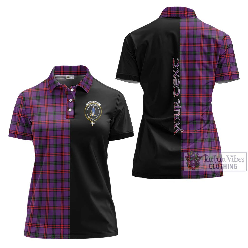 Montgomery Tartan Women's Polo Shirt with Family Crest and Half Of Me Style Women - Tartanvibesclothing Shop