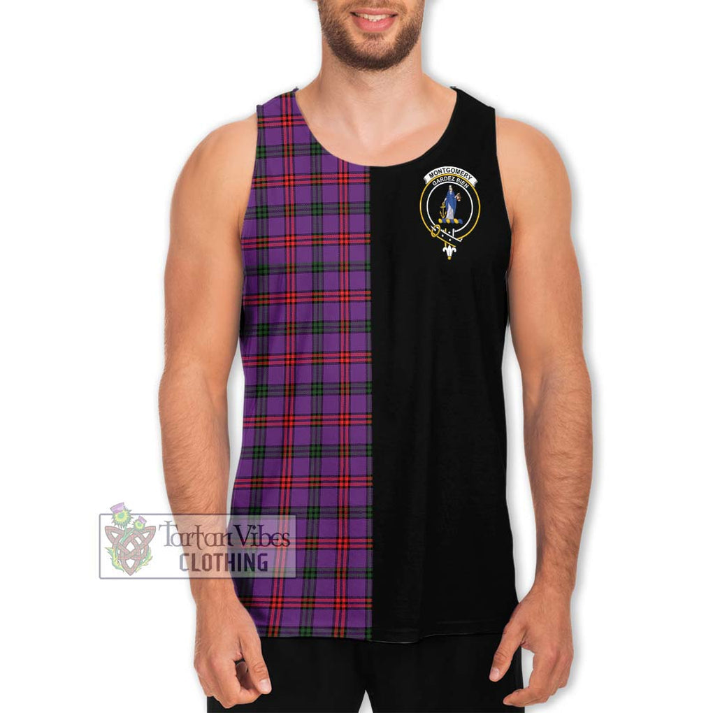 Montgomery Tartan Men's Tank Top with Family Crest and Half Of Me Style Men - Tartanvibesclothing Shop