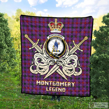 Montgomery Modern Tartan Quilt with Clan Crest and the Golden Sword of Courageous Legacy