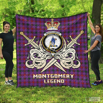 Montgomery Modern Tartan Quilt with Clan Crest and the Golden Sword of Courageous Legacy