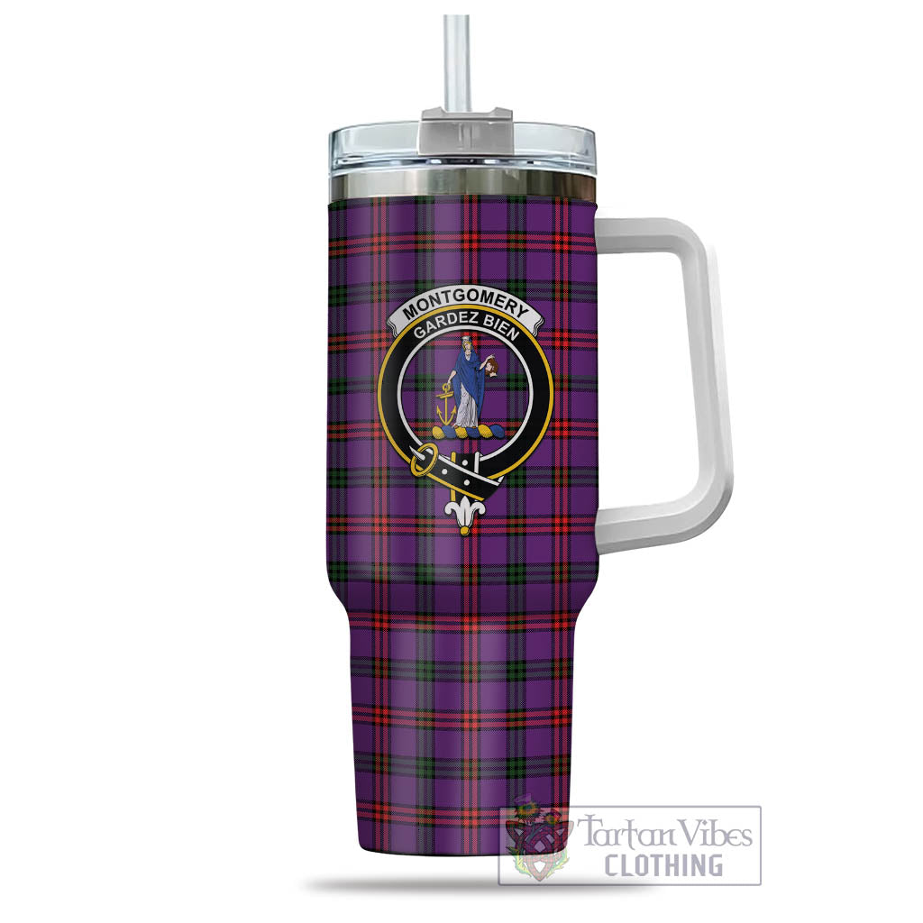 Tartan Vibes Clothing Montgomery Modern Tartan and Family Crest Tumbler with Handle