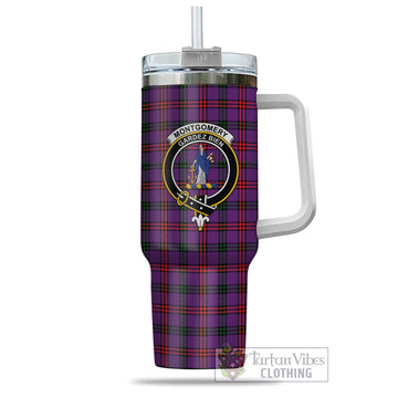 Montgomery Modern Tartan and Family Crest Tumbler with Handle