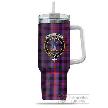 Tartan Vibes Clothing Montgomery Modern Tartan and Family Crest Tumbler with Handle