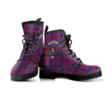 Montgomery Tartan Leather Boots with Family Crest