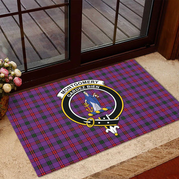 Montgomery Tartan Rubber Doormat with Family Crest