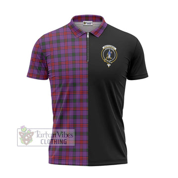 Montgomery Tartan Zipper Polo Shirt with Family Crest and Half Of Me Style - Tartanvibesclothing Shop