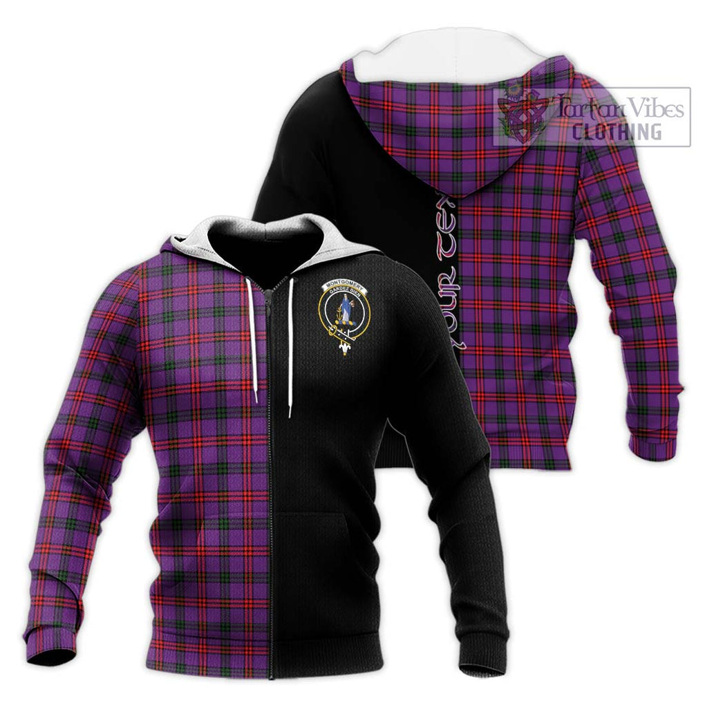 Montgomery Tartan Knitted Hoodie with Family Crest and Half Of Me Style Unisex Knitted Zip Hoodie - Tartanvibesclothing Shop