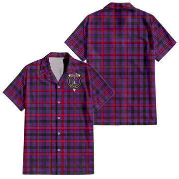 Montgomery Modern Tartan Short Sleeve Button Down Shirt with Family Crest