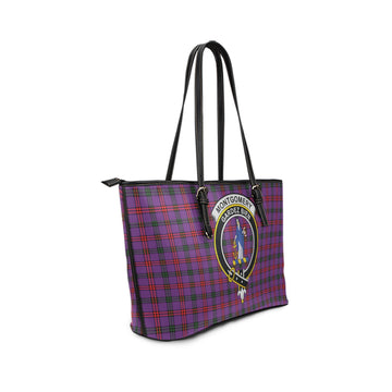 Montgomery Modern Tartan Leather Tote Bag with Family Crest