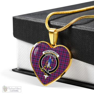 Tartan Vibes Clothing Montgomery Modern Tartan Heart Necklace with Family Crest