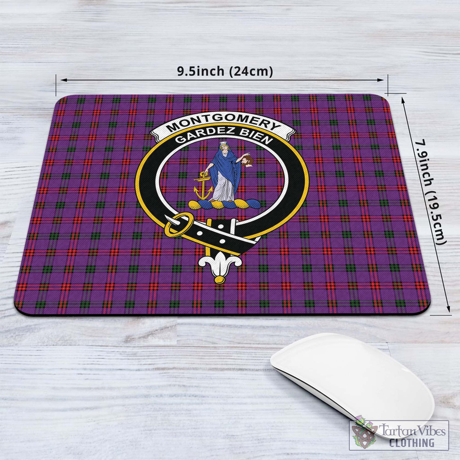 Tartan Vibes Clothing Montgomery Modern Tartan Mouse Pad with Family Crest