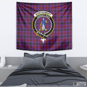 Montgomery Tartan Tapestry Wall Hanging and Home Decor for Room with Family Crest