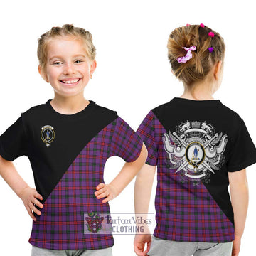 Montgomery Tartan Kid T-Shirt with Family Crest and Military Logo Style - Tartanvibesclothing Shop