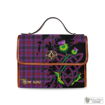 Montgomery Modern Tartan Waterproof Canvas Bag with Scotland Map and Thistle Celtic Accents