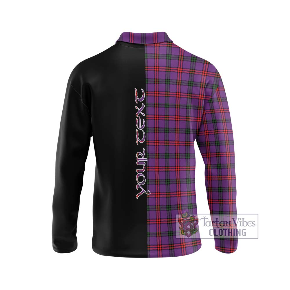 Montgomery Tartan Long Sleeve Polo Shirt with Family Crest and Half Of Me Style - Tartanvibesclothing Shop