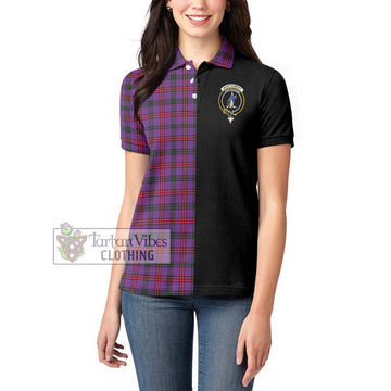 Montgomery Tartan Women's Polo Shirt with Family Crest and Half Of Me Style - Tartanvibesclothing Shop