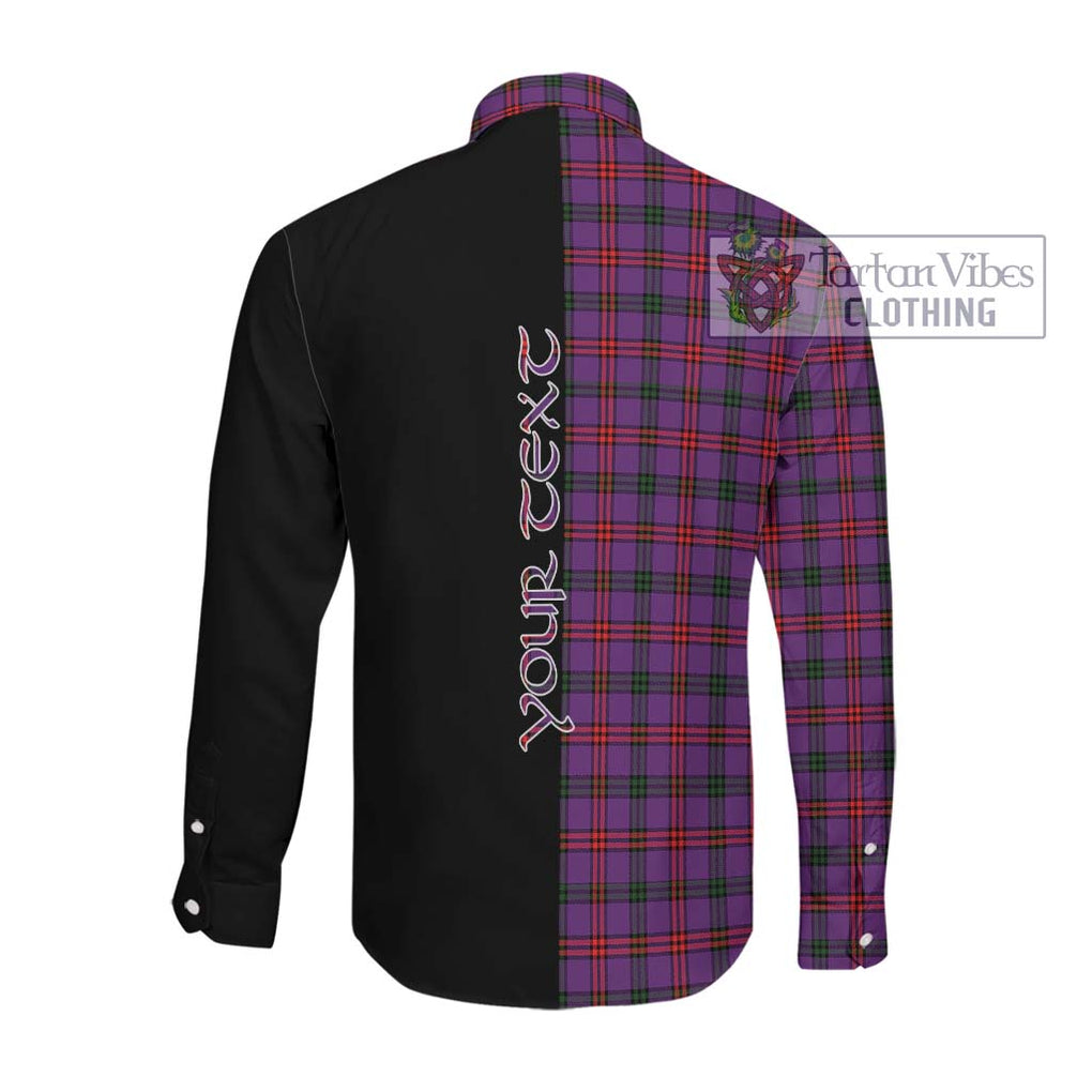 Montgomery Tartan Long Sleeve Button Shirt with Family Crest and Half Of Me Style Men's Shirt - Tartanvibesclothing Shop