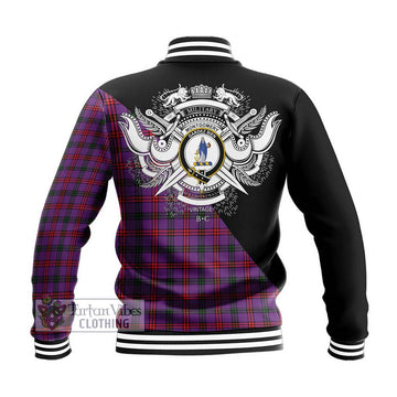 Montgomery Tartan Baseball Jacket with Family Crest and Military Logo Style