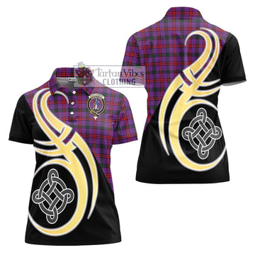 Montgomery Tartan Women's Polo Shirt with Family Crest and Celtic Symbol Style - Tartan Vibes Clothing