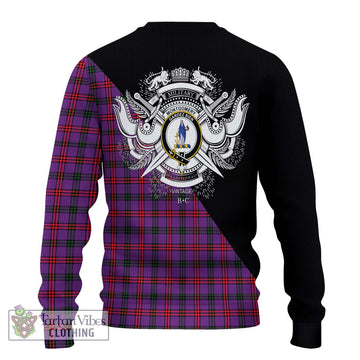 Montgomery Tartan Knitted Sweater with Family Crest and Military Logo Style - Tartanvibesclothing Shop