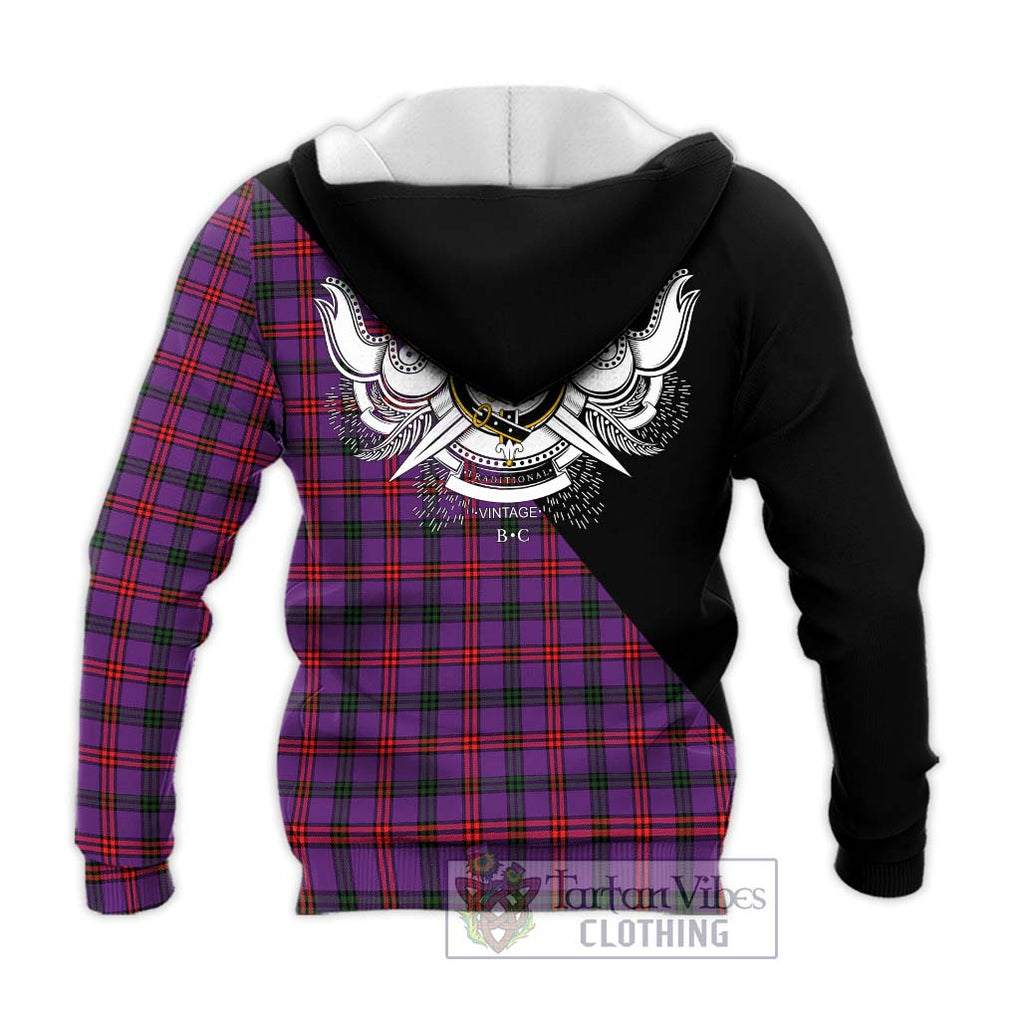 Montgomery Tartan Knitted Hoodie with Family Crest and Military Logo Style - Tartanvibesclothing Shop