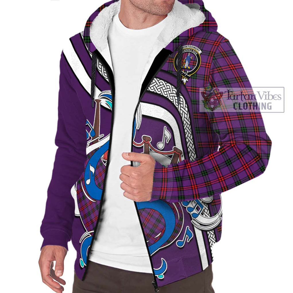 Montgomery Tartan Sherpa Hoodie with Epic Bagpipe Style Unisex - Tartanvibesclothing Shop