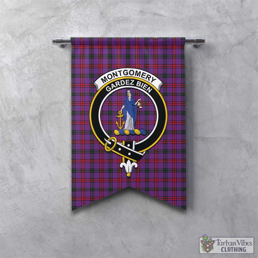 Tartan Vibes Clothing Montgomery Modern Tartan Gonfalon, Tartan Banner with Family Crest