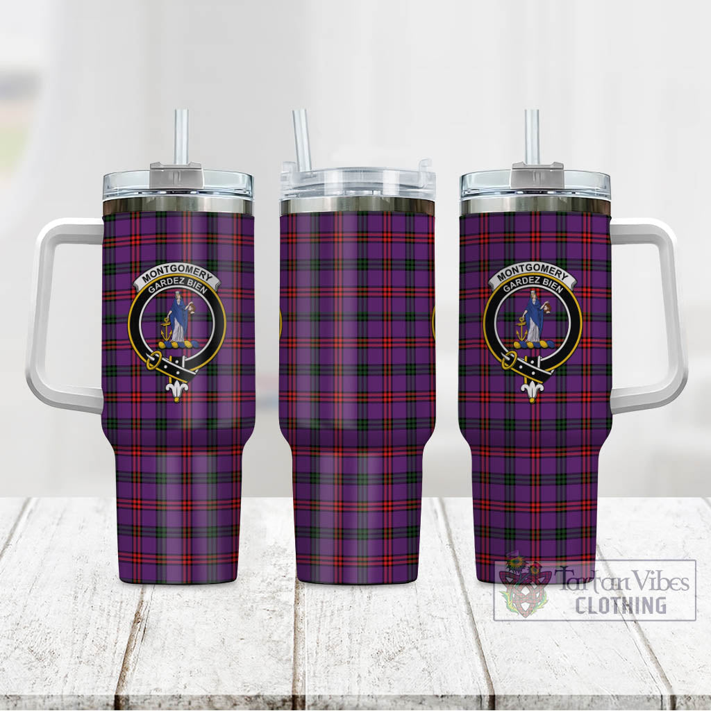 Tartan Vibes Clothing Montgomery Modern Tartan and Family Crest Tumbler with Handle