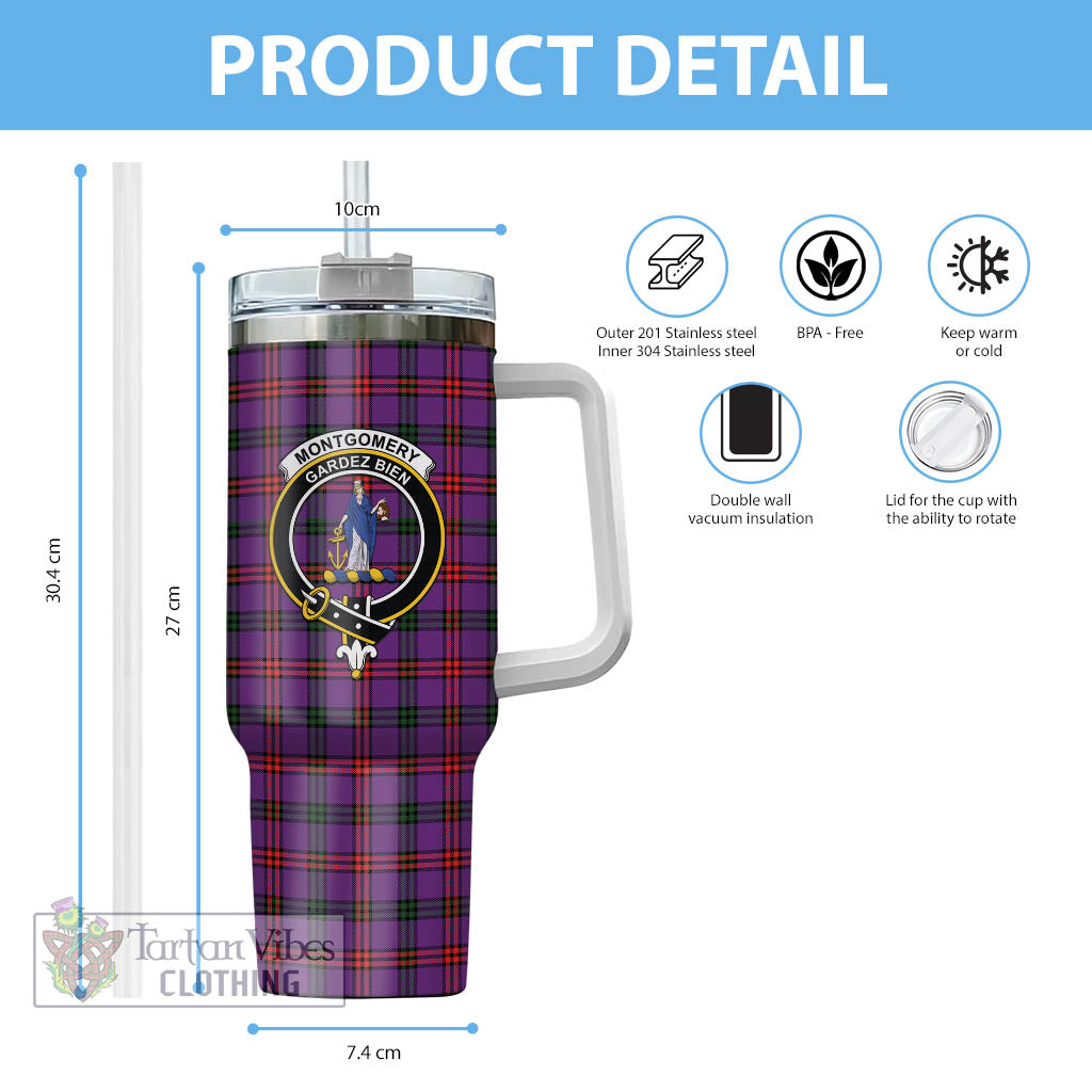 Tartan Vibes Clothing Montgomery Modern Tartan and Family Crest Tumbler with Handle