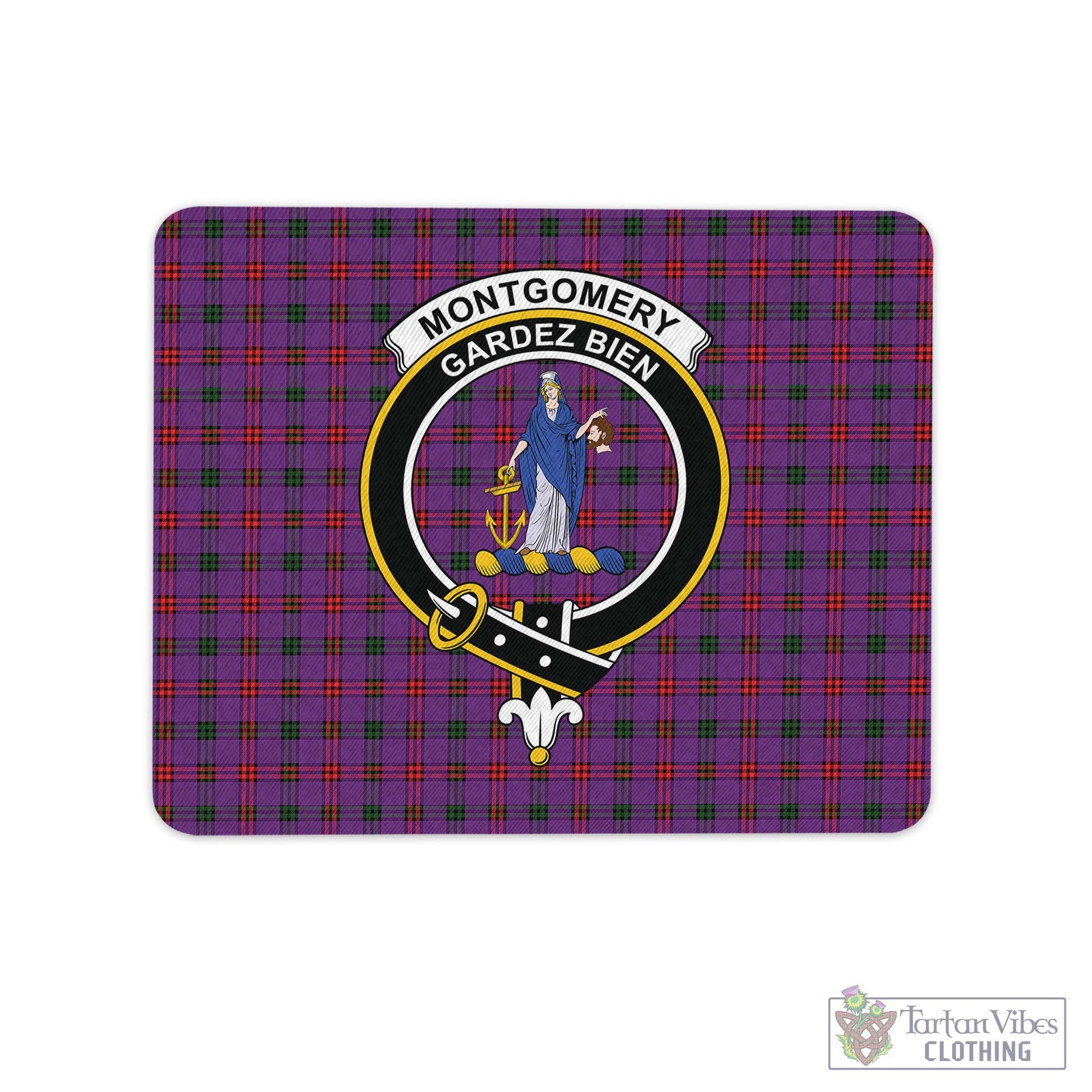 Tartan Vibes Clothing Montgomery Modern Tartan Mouse Pad with Family Crest