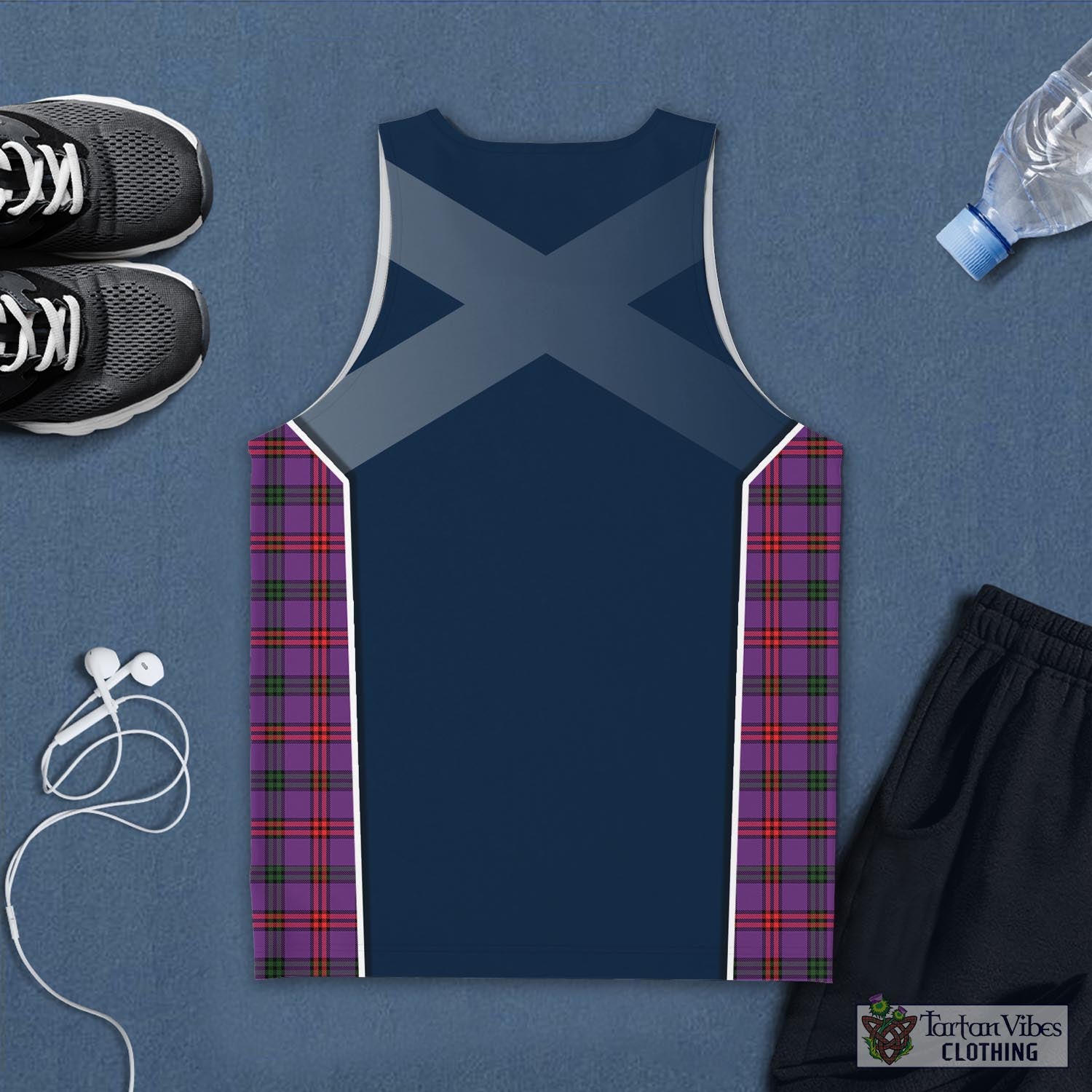 Tartan Vibes Clothing Montgomery Modern Tartan Men's Tanks Top with Family Crest and Scottish Thistle Vibes Sport Style